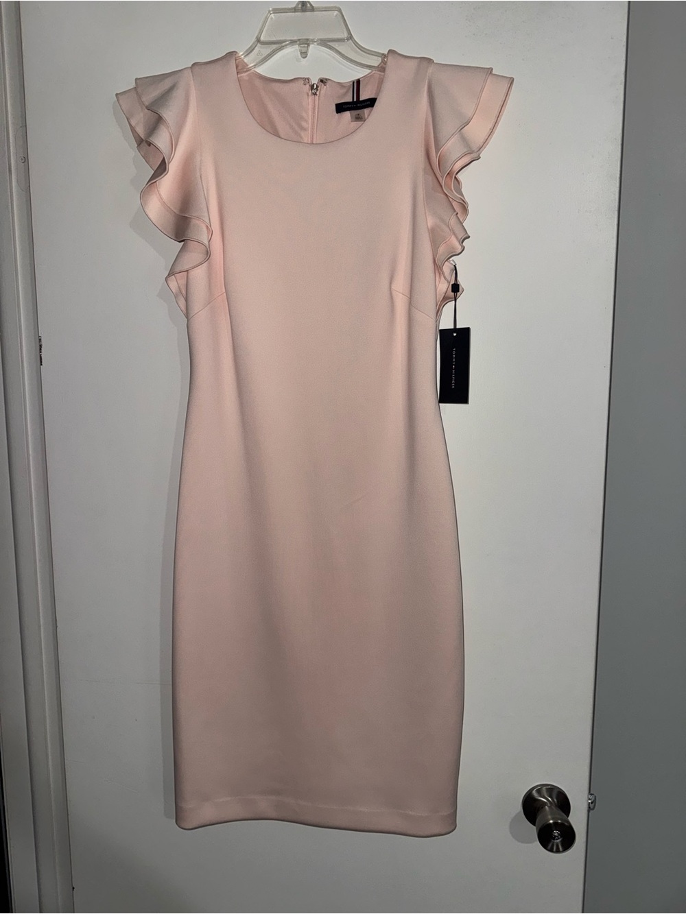 NWT Tommy Hilfiger Blush Pink Ruffle Sleeve Sheath Dress